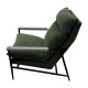 Green Fabric Mid Century Black Metal Frame Accent Chair 